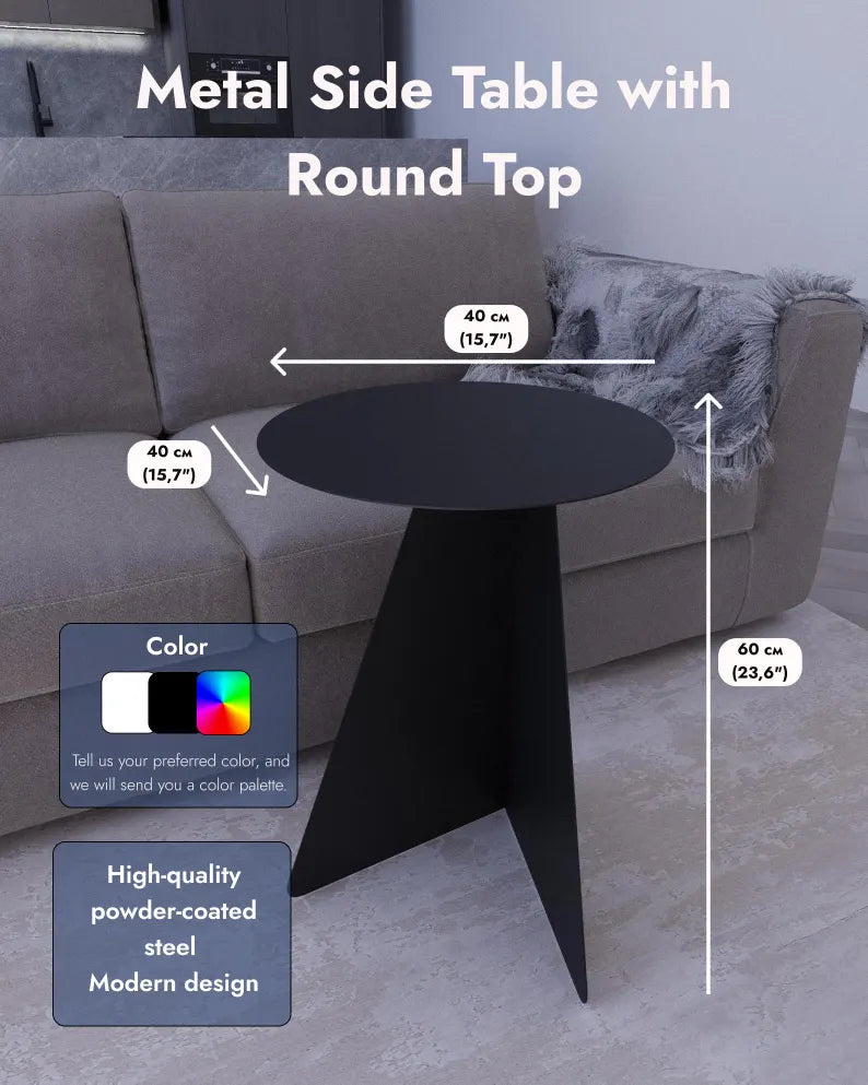 Minimalist Metal Side Table with Round Top