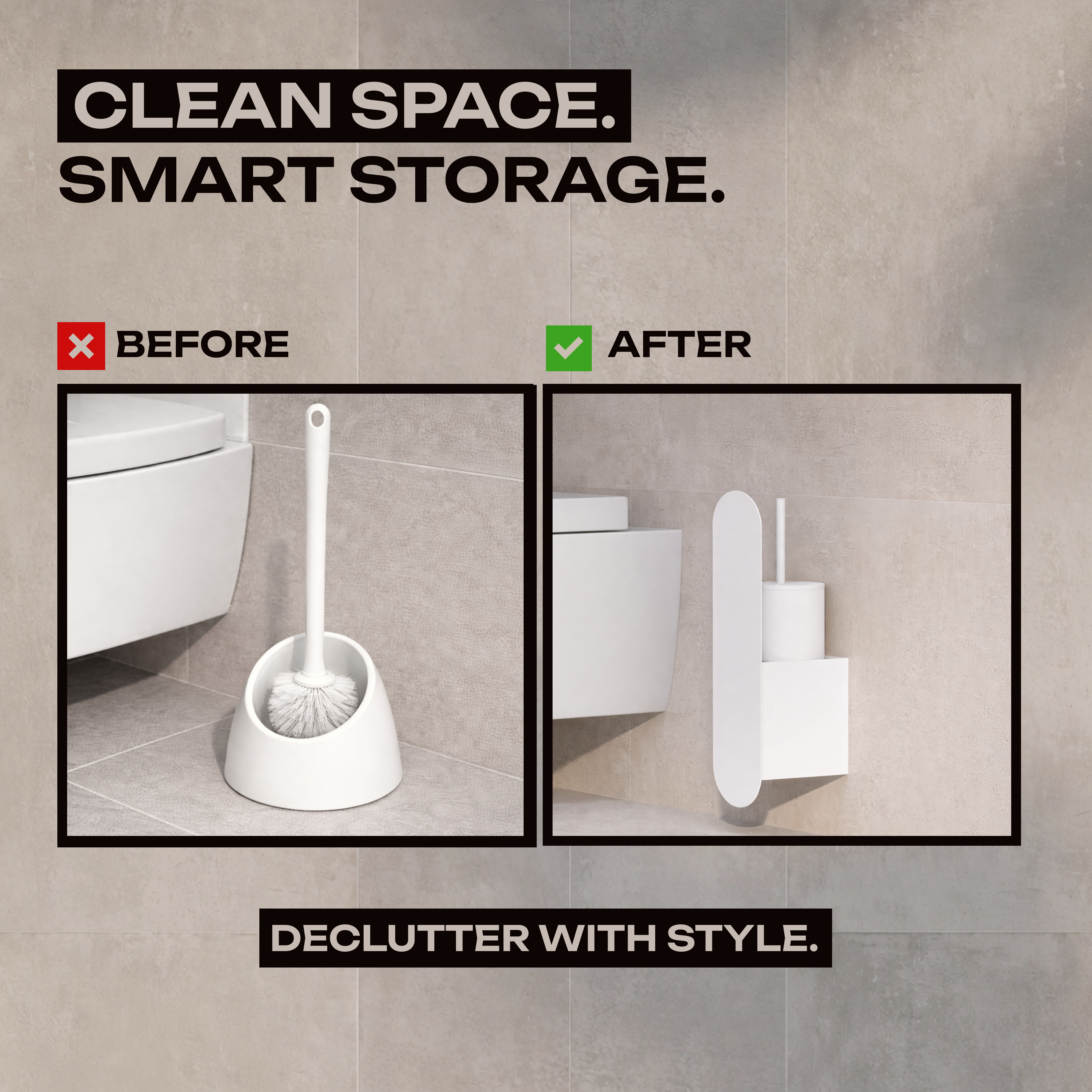 Wandmontierte Toilettenbürste mit Stahlhalterung