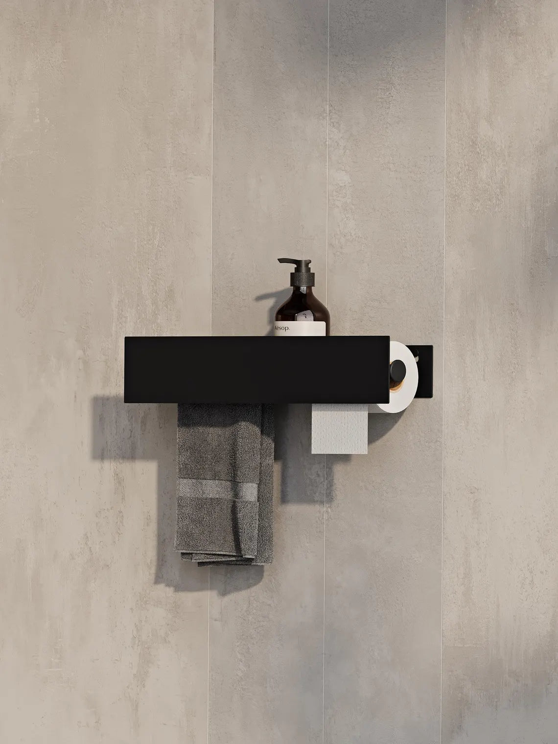 3-in-1 Bathroom Wall Shelf – Towel Bar & Toilet Paper Holder