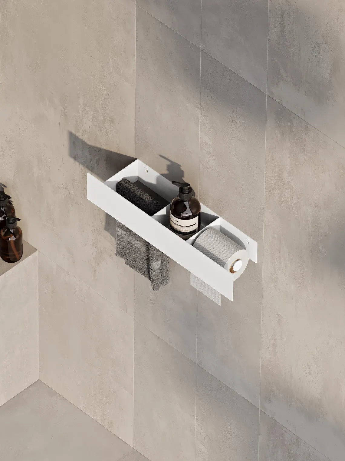3-in-1 Bathroom Wall Shelf – Towel Bar & Toilet Paper Holder