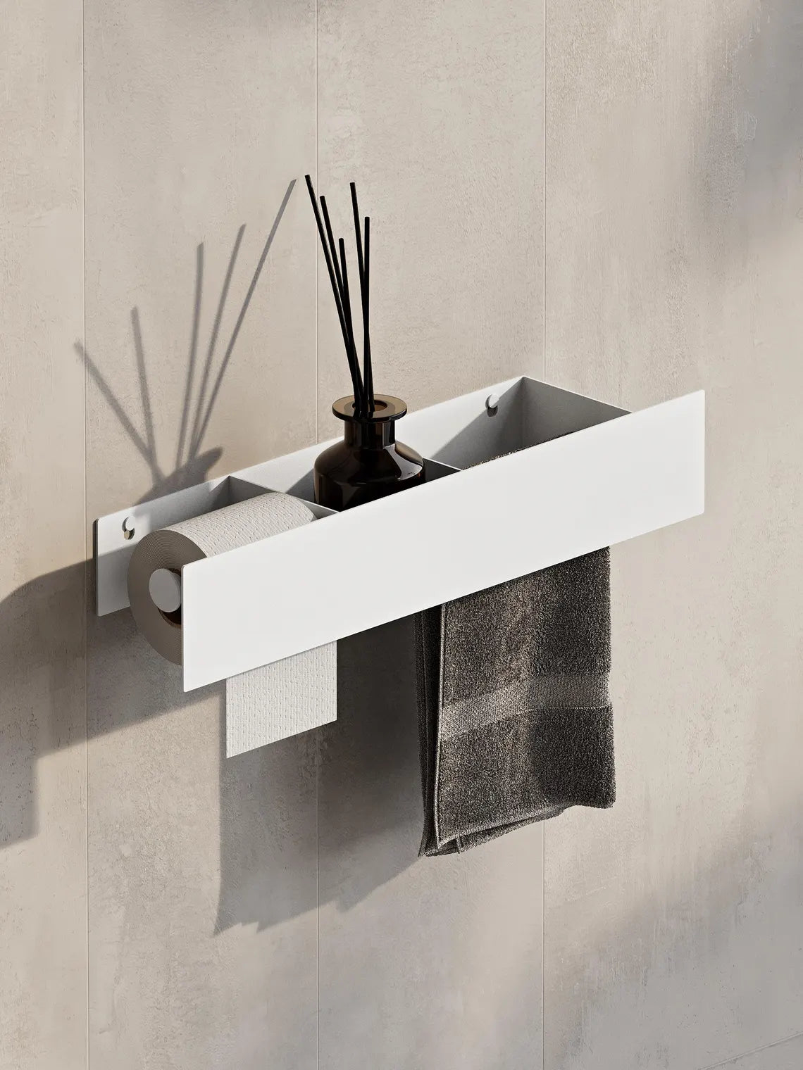 3-in-1 Bathroom Wall Shelf – Towel Bar & Toilet Paper Holder