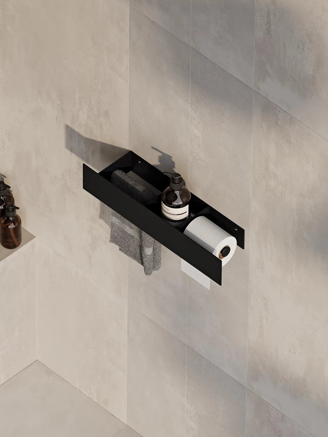 3-in-1 Bathroom Wall Shelf – Towel Bar & Toilet Paper Holder