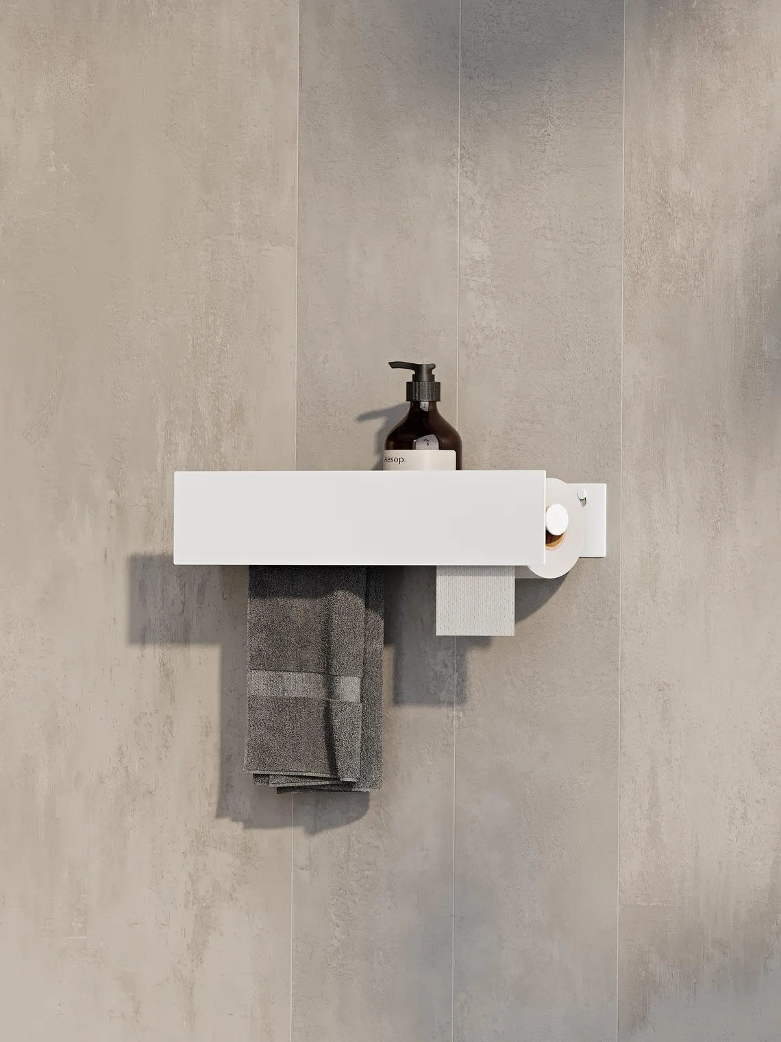 3-in-1 Bathroom Wall Shelf – Towel Bar & Toilet Paper Holder