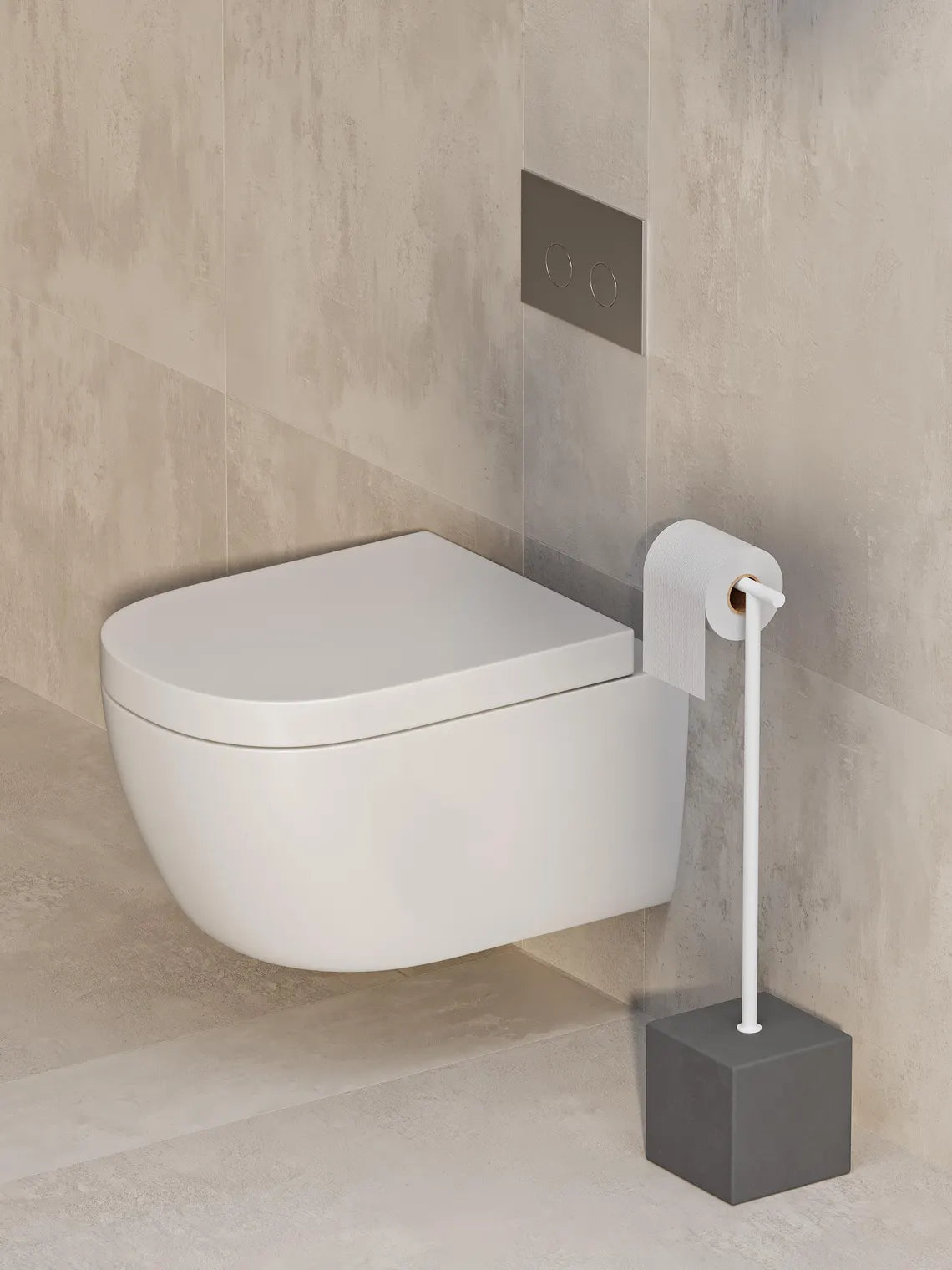 Freistehender Toilettenpapierhalter aus schwarzem Metall – Minimalistischer Badezimmer-Bodenständer