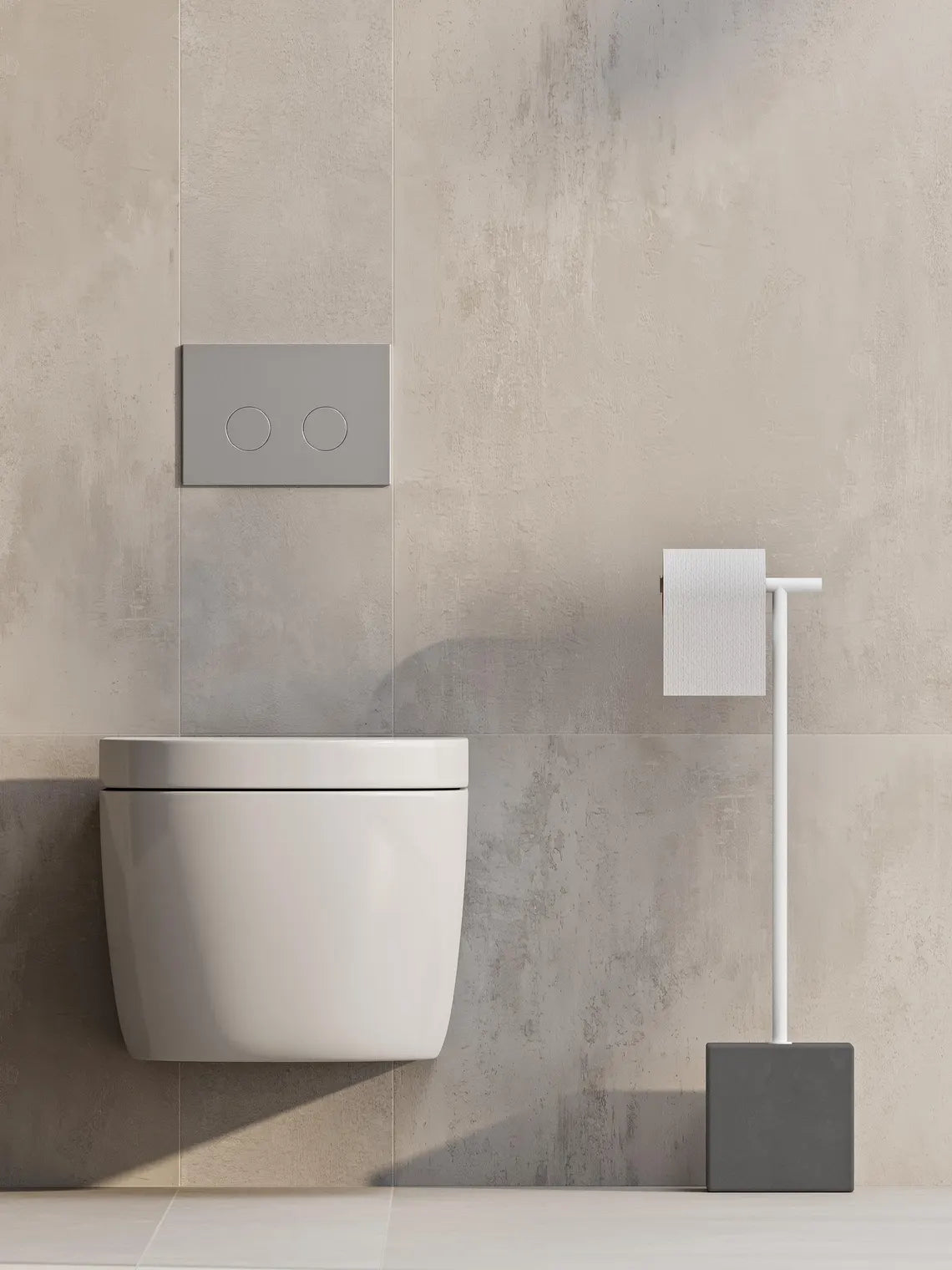 Freistehender Toilettenpapierhalter aus schwarzem Metall – Minimalistischer Badezimmer-Bodenständer