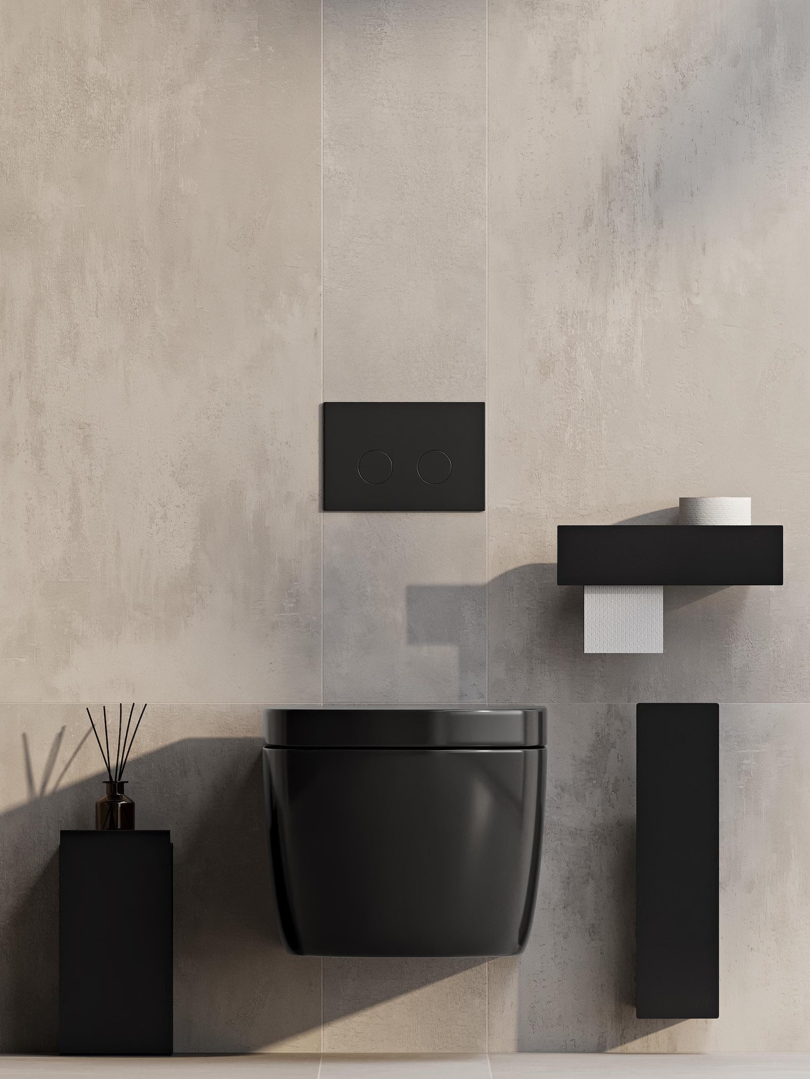 Bathroom set (Steel Trash Bin, Toilet Brush & Paper Shelf)