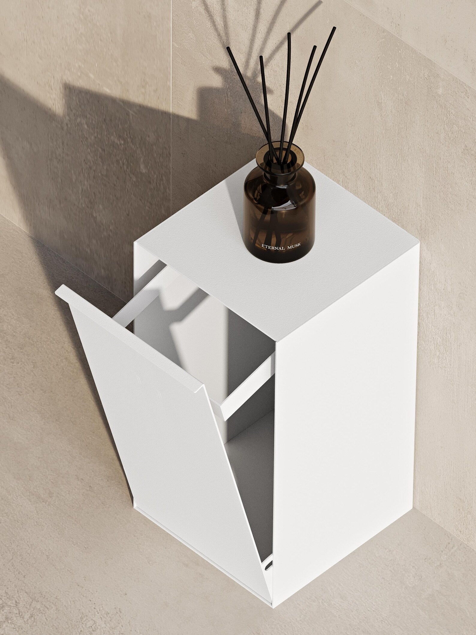 Bathroom set (Steel Trash Bin, Toilet Brush & Paper Shelf)