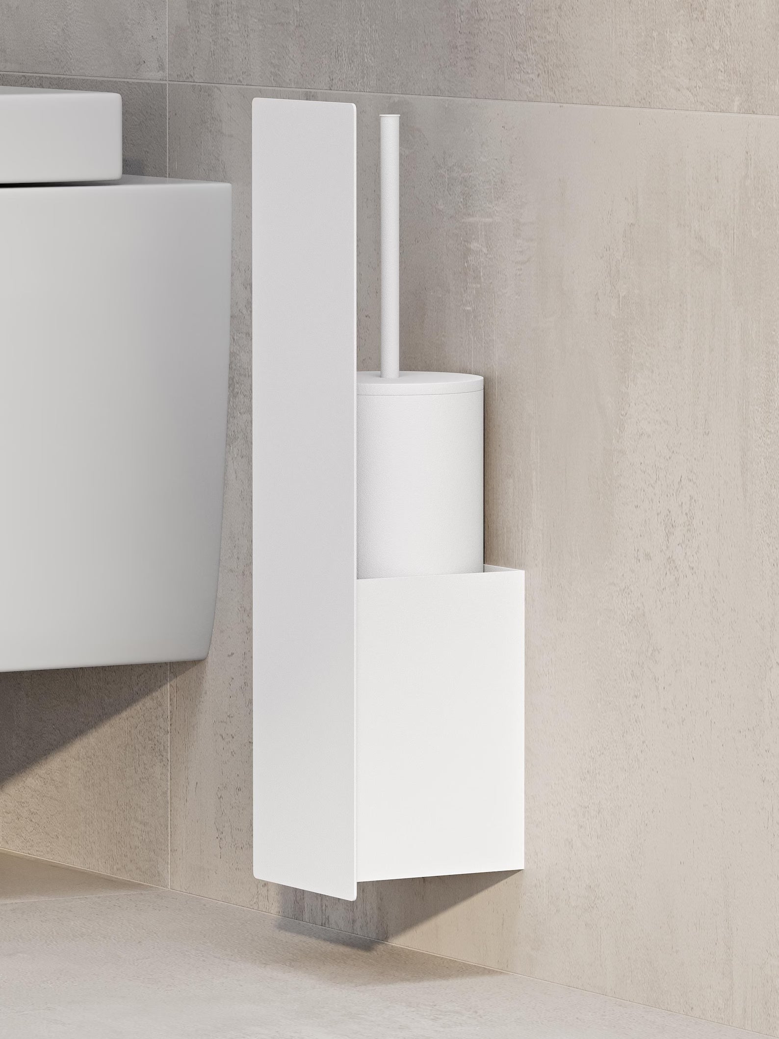 Bathroom set (Steel Trash Bin, Toilet Brush & Paper Shelf)