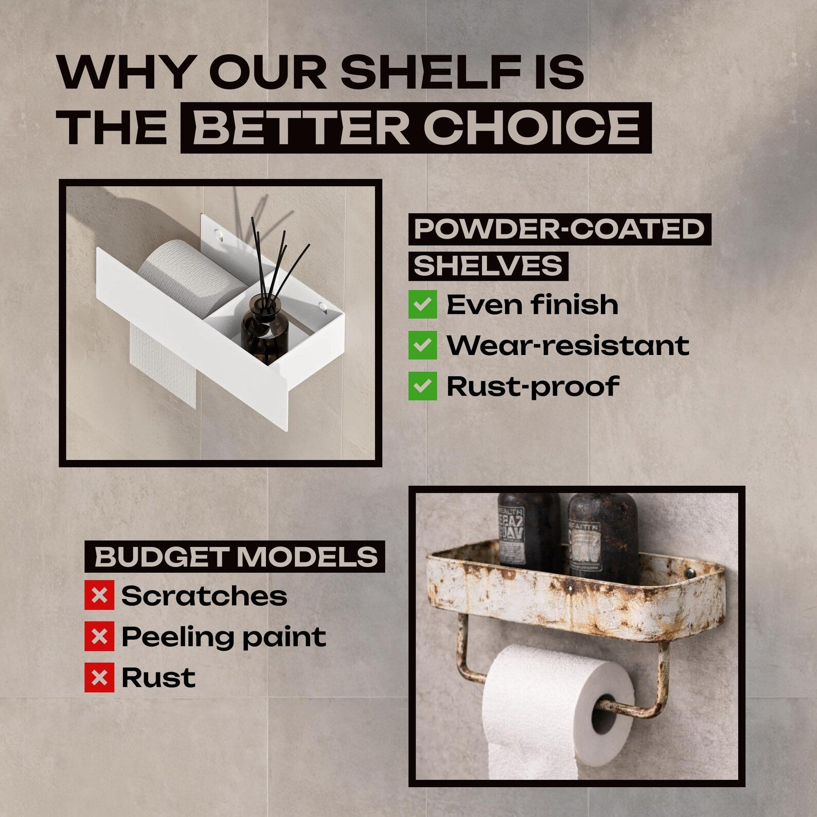 Toilet paper holder with shelf