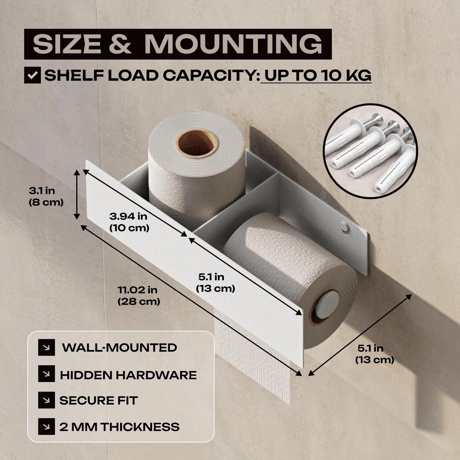 Toilet paper holder with shelf
