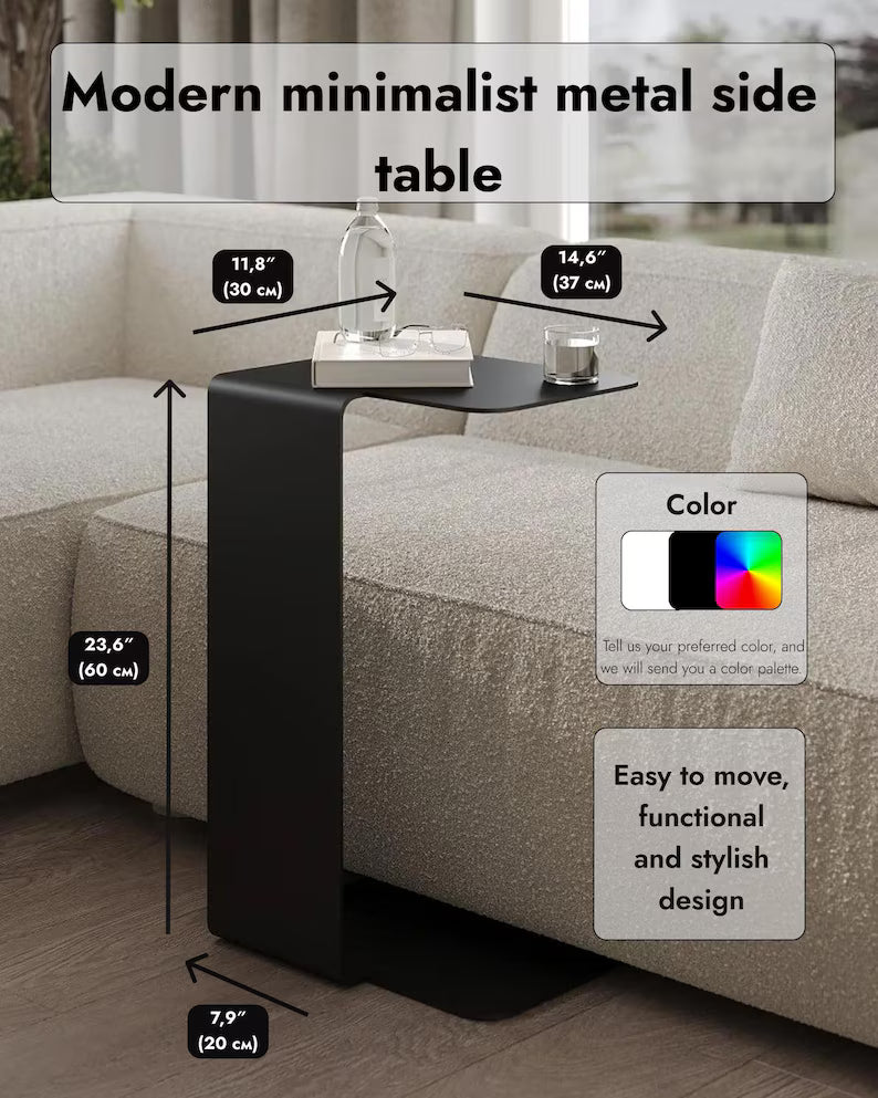 Tavolino laterale in metallo moderno e minimalista, tavolino da caffè