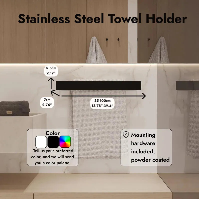 Minimalist Steel Towel Rack | Wall-Mounted Bathroom Organizer