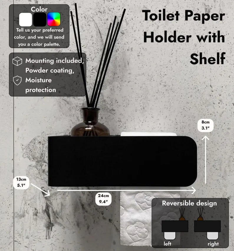 Modern Steel Toilet Paper Holder with Shelf