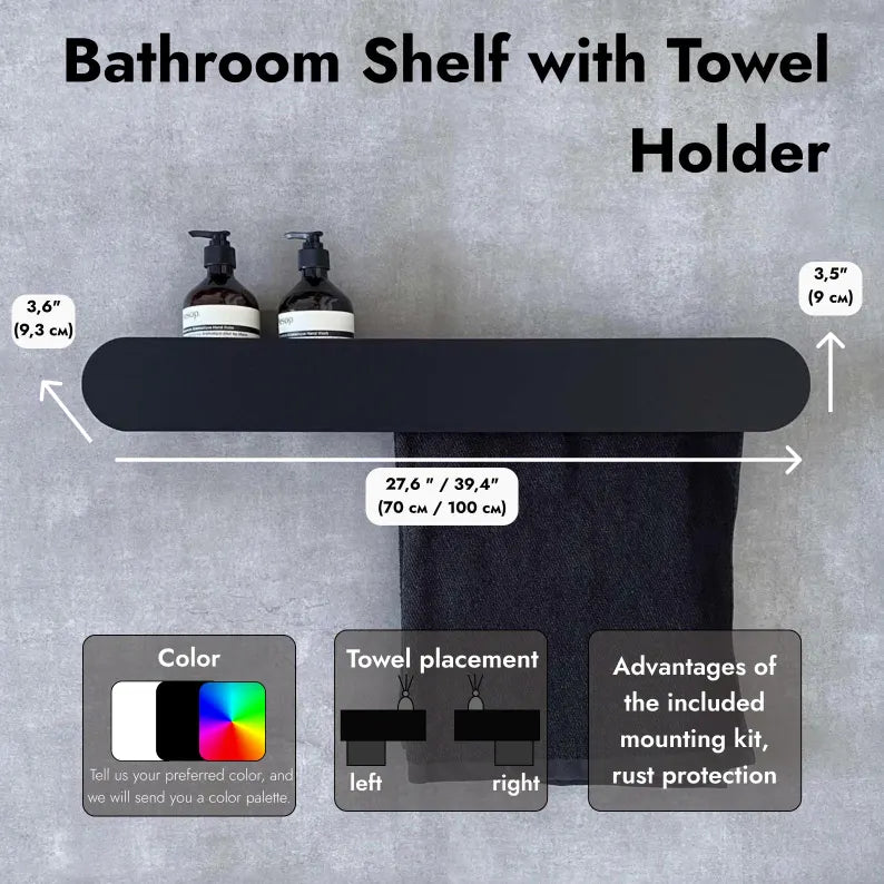 Wall-Mounted Bathroom Shelf with Towel Holder