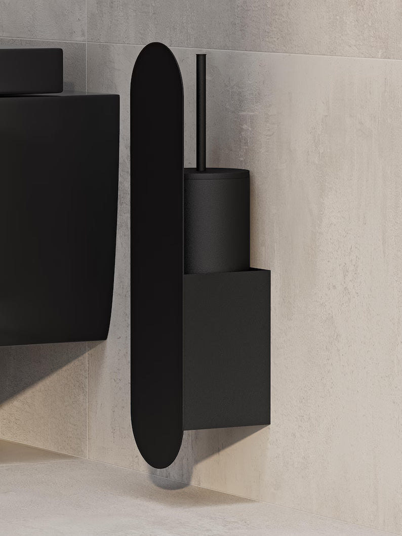 Scopino per WC a parete con supporto in acciaio inox | Accessorio moderno per il bagno | Montaggio nascosto | Resistente alla ruggine | Design salvaspazio