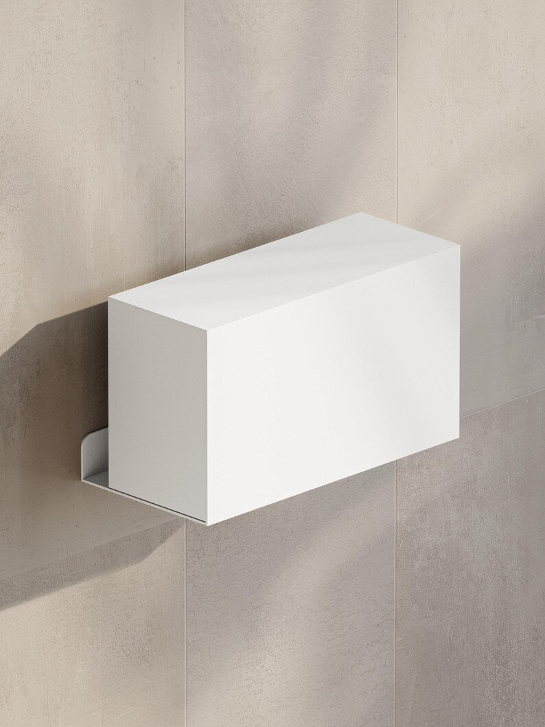 Wandmontierter Toilettenpapierhalter aus Edelstahl, geschlossenes Design, Entnahme von unten | Schwarzer oder weißer Serviettenspender | Toilettenpapierspender