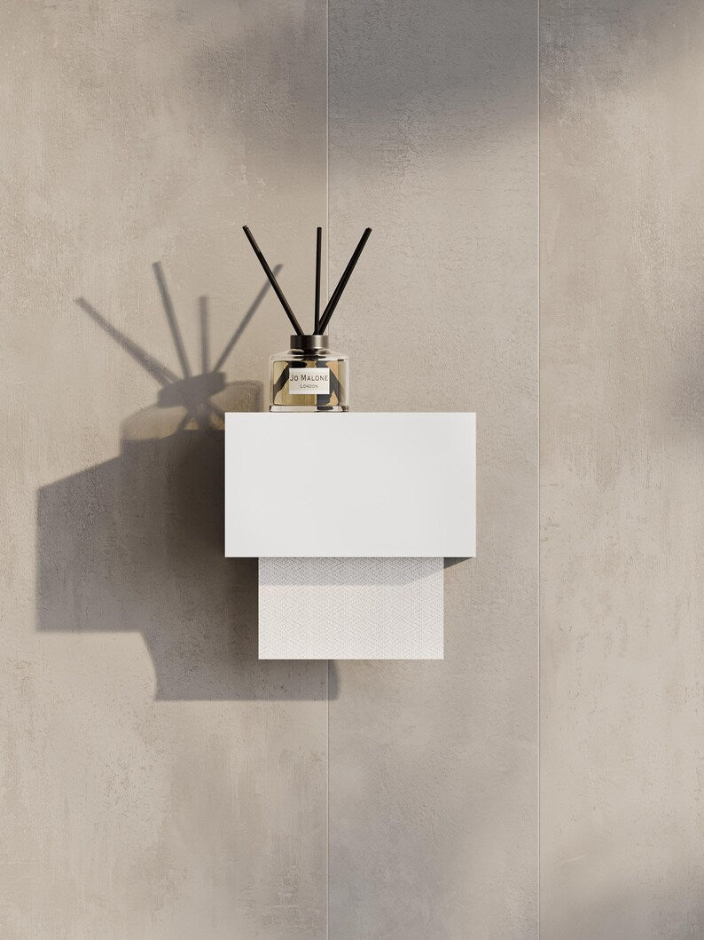 Wandmontierter Toilettenpapierhalter aus Edelstahl, geschlossenes Design, Entnahme von unten | Schwarzer oder weißer Serviettenspender | Toilettenpapierspender