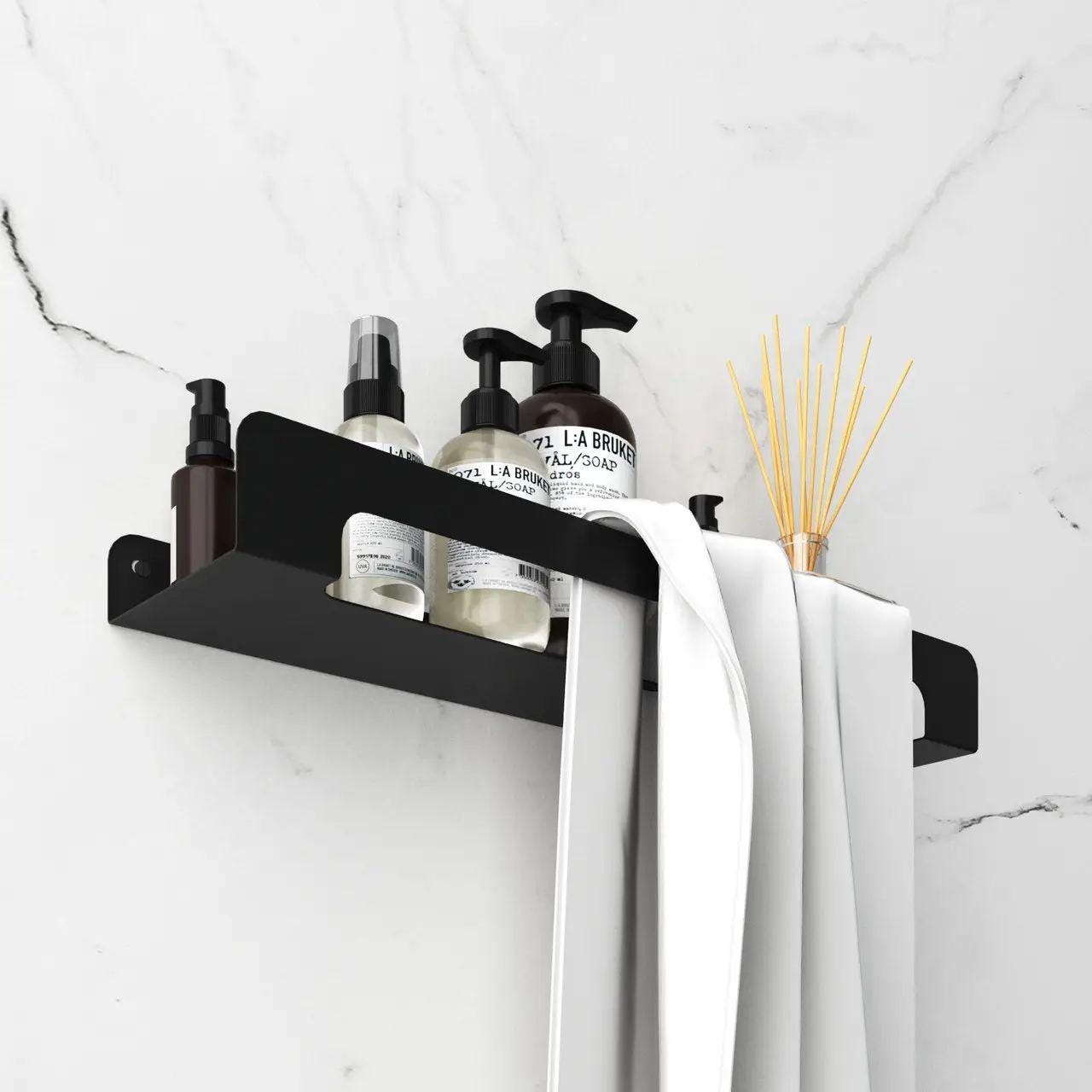 black metal shelf
floating shelf
shower shelf black
metal wall shelves
black metal shelves
bathroom organizer
small wall shelves
bathroom shelves
wall shelves
metal shelf
shelf with guardrail
narrow shelf
narrow shelves