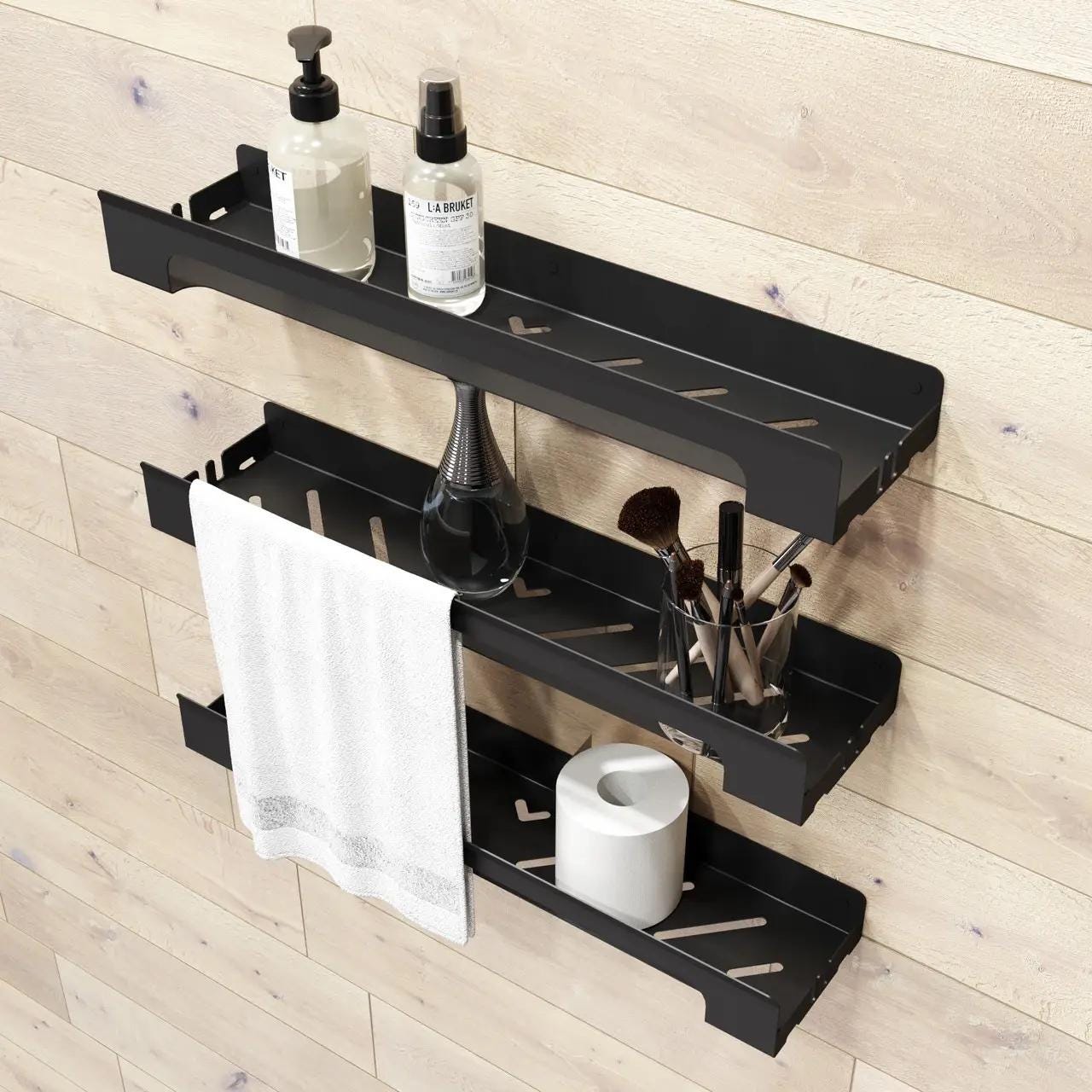 black metal shelf
floating shelf
shower shelf black
metal wall shelves
black metal shelves
bathroom organizer
small wall shelves
bathroom shelves
wall shelves
metal shelf
shelf with guardrail
narrow shelf
narrow shelves