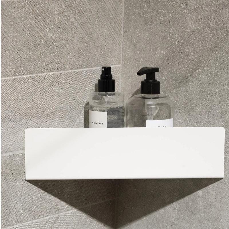 wall mounted shelf
floating shelf
narrow shelf
narrow shelves
bathroom storage
bathroom shelves
bathroom shelf
metal shelf
black shelf
black shelves
corner shelf
corner shelves
corner storage