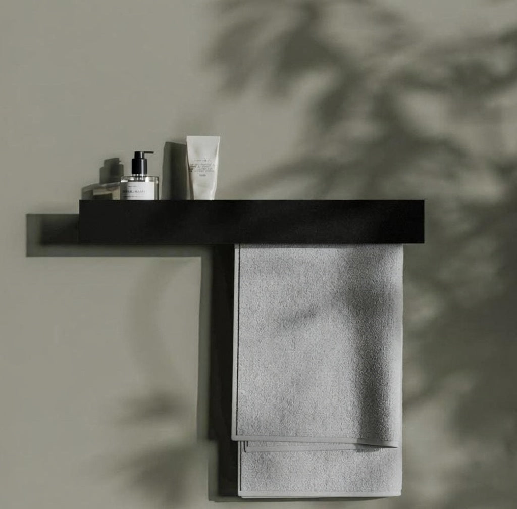 Minimalist Powder-Coated Steel Bathroom Shelf with Towel Rail