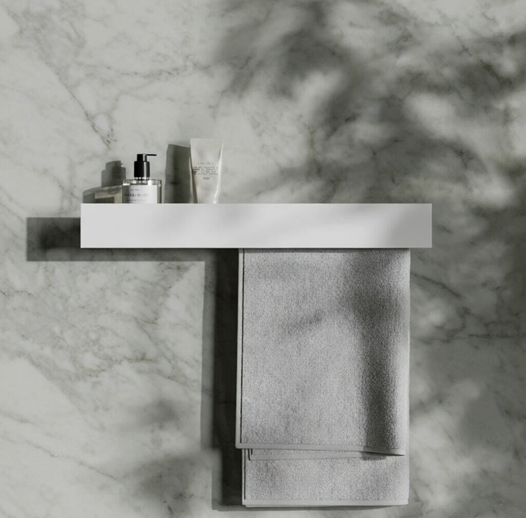 Minimalist Powder-Coated Steel Bathroom Shelf with Towel Rail