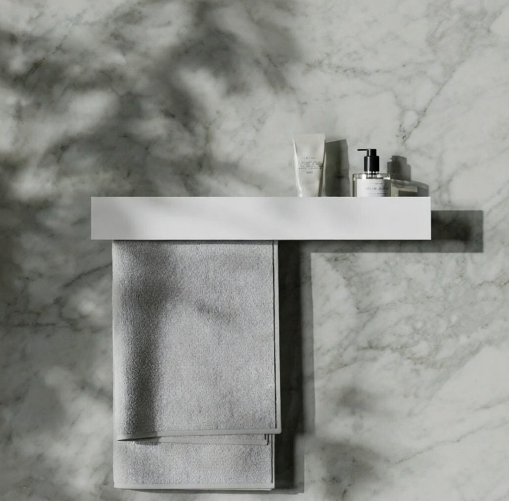 Minimalist Powder-Coated Steel Bathroom Shelf with Towel Rail